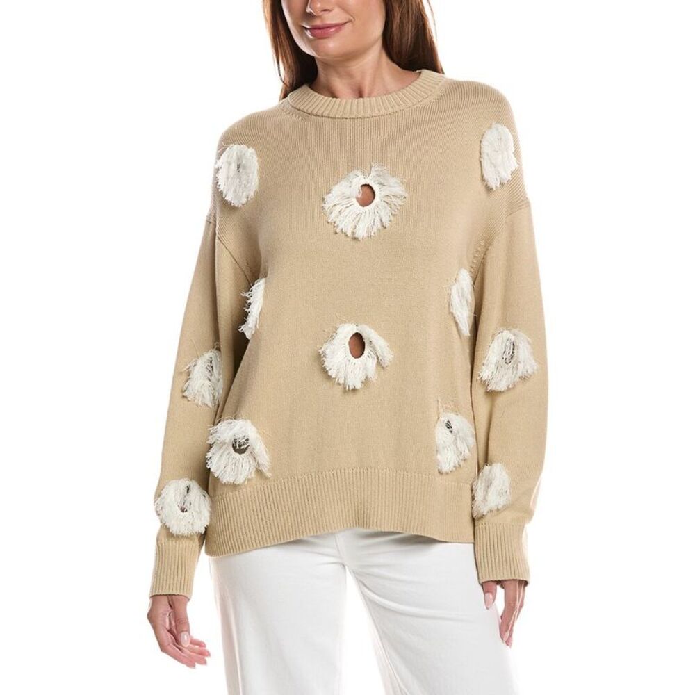 Lafayette 148 New York Womens Feather Fringe Sweater